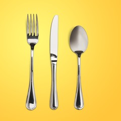 Silverware. Fork, spoon and knife isolated on white