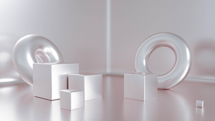 Beautiful, elegant background with a pedestal and a showcase. 3d illustration, 3d ..rendering.