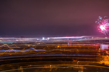 Firework on New Year's Eve over the city.