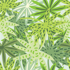 Tropical leaf seamless pattern. Palm leaves vector graphics.