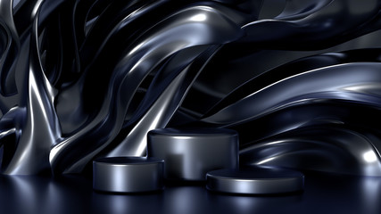 Beautiful, elegant background with a pedestal and a showcase. 3d illustration, 3d ..rendering.