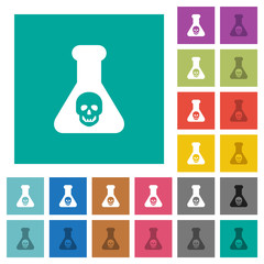 Dangerous chemical experiment square flat multi colored icons