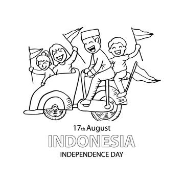 Indonesia independence day, 17th August. Coloring book..