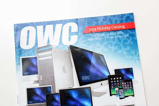FRANKFURT, GERMANY - JANUARY 14, 2015: OWC Other World Catalog - Other World Computing is a US-based computer hardware company that was founded in 1988 selling mostly Apple upgrades