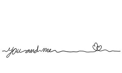 you and me typhography illustration with continuous line illustration doodle