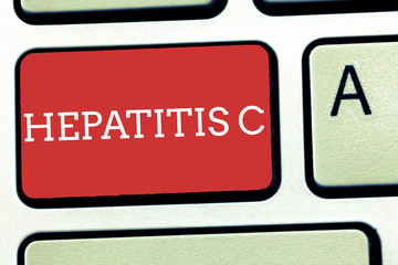 Text sign showing Hepatitis C. Conceptual photo Inflammation of the liver due to a viral infection...