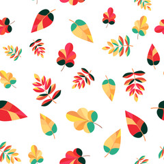Seamless pattern with leaves. Abstract autumn wallpaper.