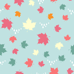 Fototapeta na wymiar Seamless pattern with colorful autumn leaves Autumn background