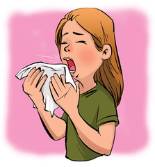 girl sneezes