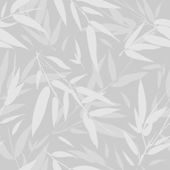Bamboo monochrome branches seamless background. Vector illustration.