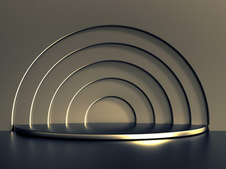 Obraz premium Beautiful, elegant background with a pedestal and a showcase. 3d illustration, 3d ..rendering.