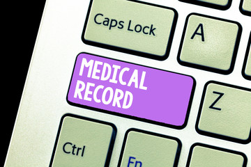 Handwriting text Medical Record. Concept meaning In order written information about a demonstrating...