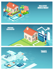 Vector of a real estate investment, home buyer costs and taxes calculations