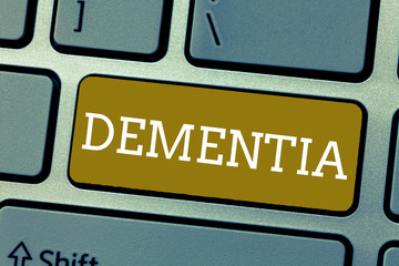 Handwriting text Dementia. Concept meaning Impairment in memory Loss of cognitive functioning Brain disease.