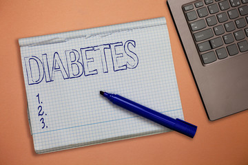 Text sign showing Diabetes. Conceptual photo disease in which bodys ability to hormone insulin is impaired.