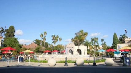 Fountain in Balboa Park in San Diego in 4K