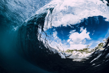 Breaking wave in underwater. Ocean element in underwater