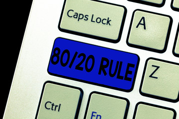 Word writing text 80 20 Rule. Business concept for Pareto principle 80 percent effects come from 20...