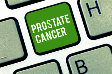 Conceptual hand writing showing Prostate Cancer. Business photo showcasing Cancer that occurs in...