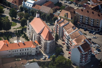 ROMANIA Bistrita view from the plane,august 2019,Minority monastery 