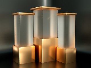 Beautiful, elegant background with a pedestal and a showcase. 3d illustration, 3d ..rendering.