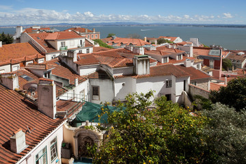 View from Castello de S.Gorge Castle Lisbon Portugal Alfama