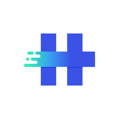 Obraz premium Modern Vector Logo Letter H. H Letter Design Vector In Blue Green Gradient