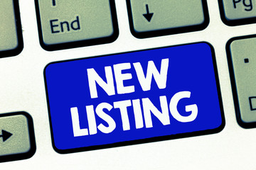 Handwriting text New Listing. Concept meaning Renew plans goals showing involved resolutions objectives.