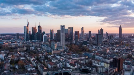 sunset over frankfurt skyline