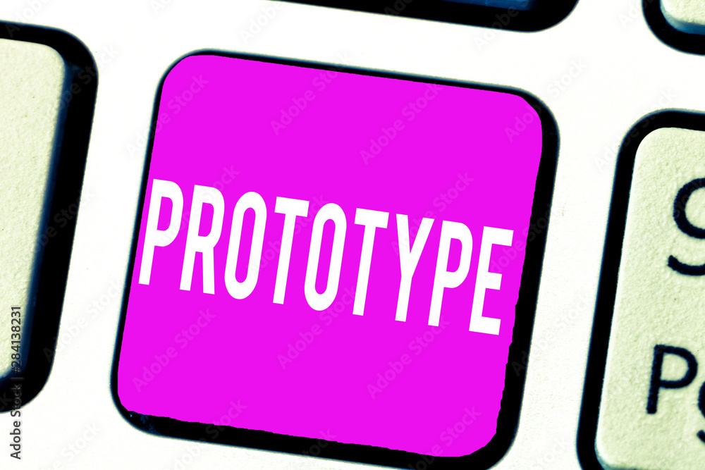 Poster handwriting text prototype. concept meaning preliminary project design version of device vehicle pro