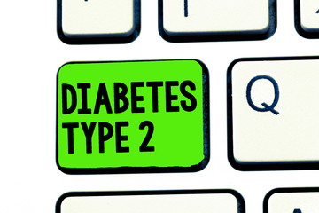 Conceptual hand writing showing Diabetes Type 2. Business photo text condition which body does not use insulin properly.