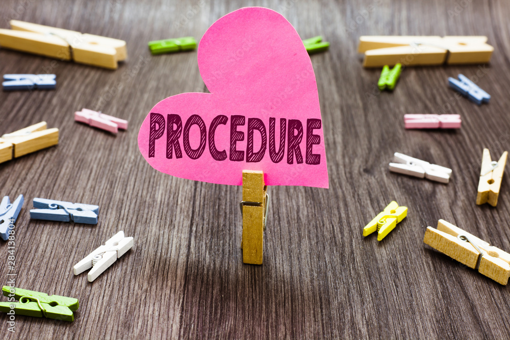 Aufkleber writing note showing procedure. business photo showcasing established official way of doing somethin