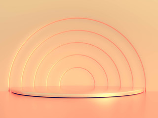 Obraz premium Beautiful, elegant background with a pedestal and a showcase. 3d illustration, 3d ..rendering.