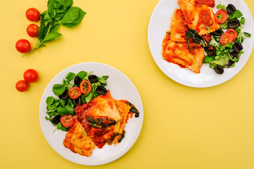 Italian Style Spinach and Ricotta Ravioli Meal