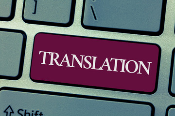 Handwriting text writing Translation. Concept meaning Process of translating words text from one language into another.