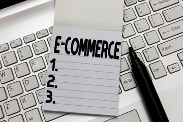 Text sign showing E Commerce. Conceptual photo Commercial transactions conducted electronically on the Internet.