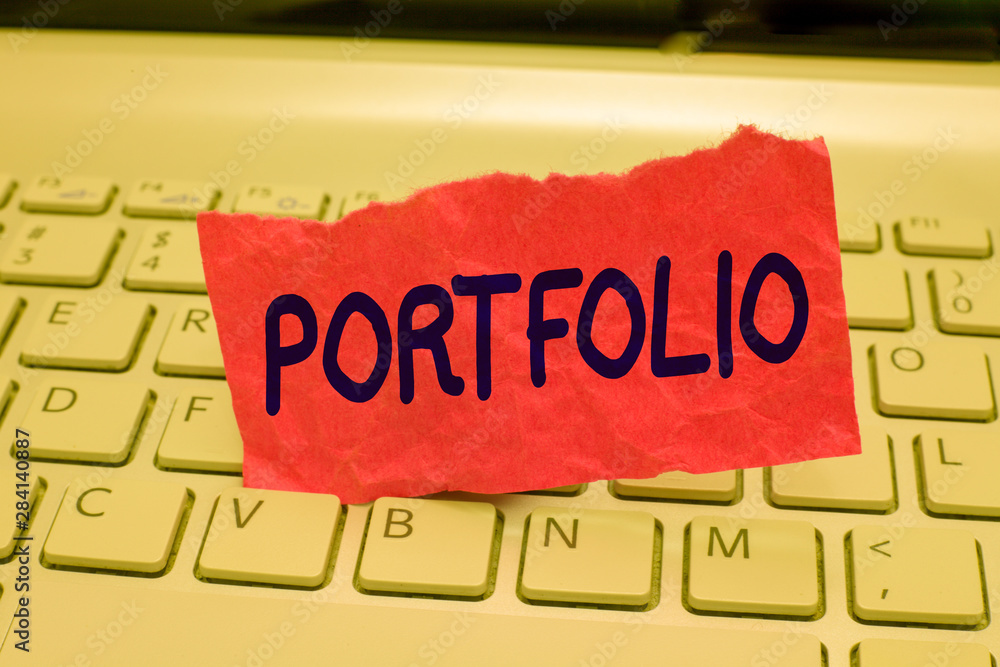 Poster writing note showing portfolio. business photo showcasing examples of work used to apply for a job c