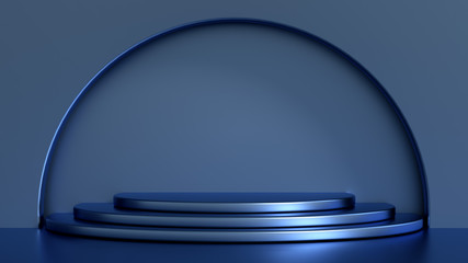 Beautiful, elegant background with a pedestal and a showcase. 3d illustration, 3d ..rendering.