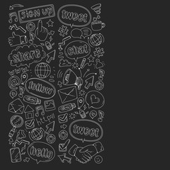 Social media, business, management vector icons. Internet marketing, communications.