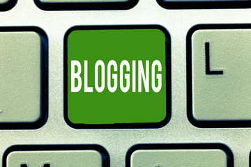 Handwriting text Blogging. Concept meaning Writes material for a blog Online digital modern communication.