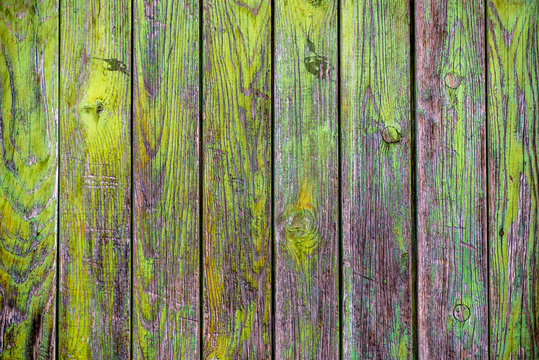 Old Green Rustic Wooden Wall Background