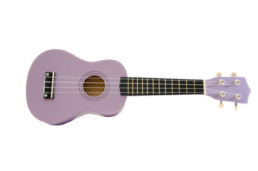 Fototapeta na wymiar purple guitar isolated on white background