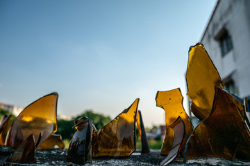 Glass fragments on the wall, prevent theft