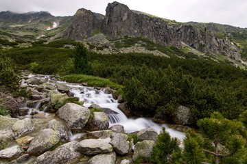 Fototapeta na wymiar waterfall in motion in the High Tatras