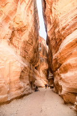 Petra, Jordan, - may, 2019. Tourists in the ancient city of Petra in Jordan