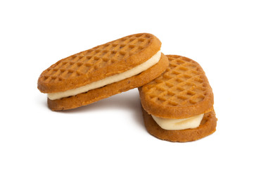 biscuit sandwich with milk cream isolated