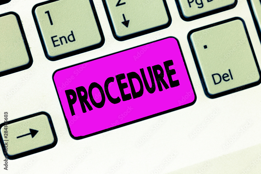 Poster word writing text procedure. business concept for established official way of doing something rules 