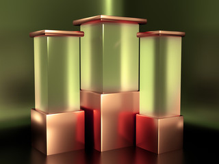 Beautiful, elegant background with a pedestal and a showcase. 3d illustration, 3d ..rendering.
