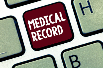 Handwriting text Medical Record. Concept meaning In order written information about a demonstrating...