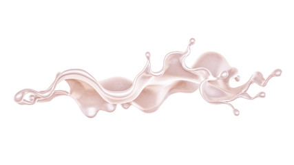 Splash of bright liquid on a white background. 3d illustration, 3d rendering.